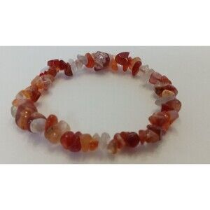 CARNELIAN AGATE CHIP GEMSTONE GEM STONE NATURAL BEADS STRETCH BRACELET